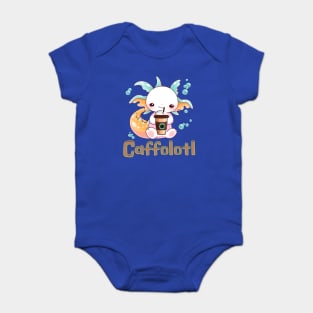 Caffolotl Funny Coffee Drinking Axolotl Baby Bodysuit